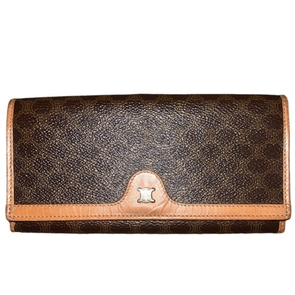 Celine Dark Brown and Tan Leather Wallet
